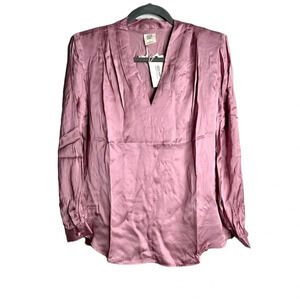 Good Hart by Matilda Jane Long Sleeve Blouse with V-Neckline Dusty Pink Sz S NWT